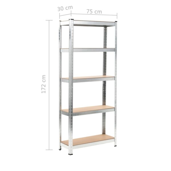 vidaXL 5-Layer Storage Shelf Silver Steel&Engineered Wood - Image 9