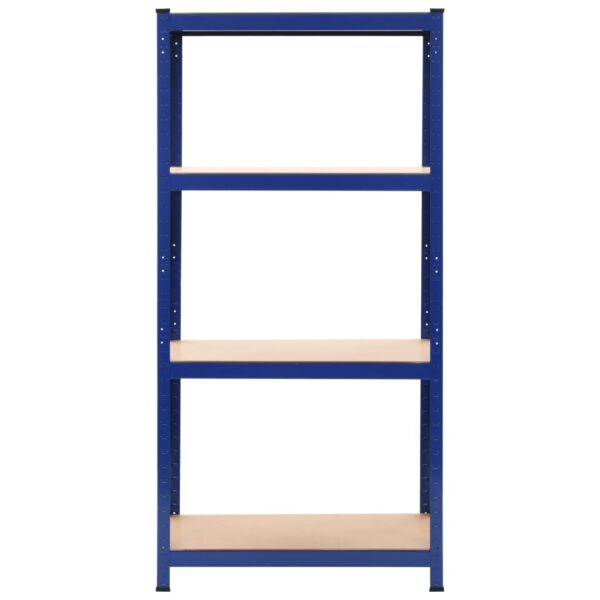 vidaXL 4-Layer Storage Shelf Blue Steel&Engineered Wood - Image 2