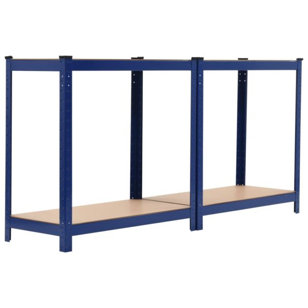 vidaXL 4-Layer Storage Shelf Blue Steel&Engineered Wood - Image 4