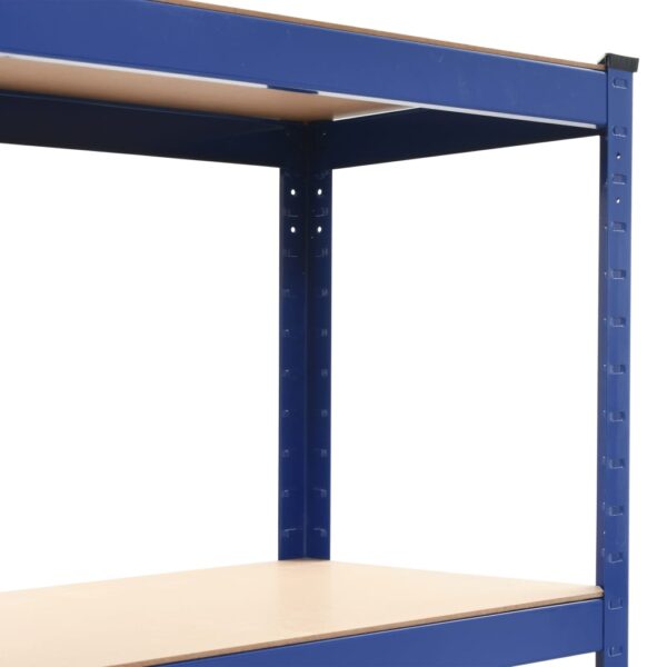 vidaXL 4-Layer Storage Shelf Blue Steel&Engineered Wood - Image 5