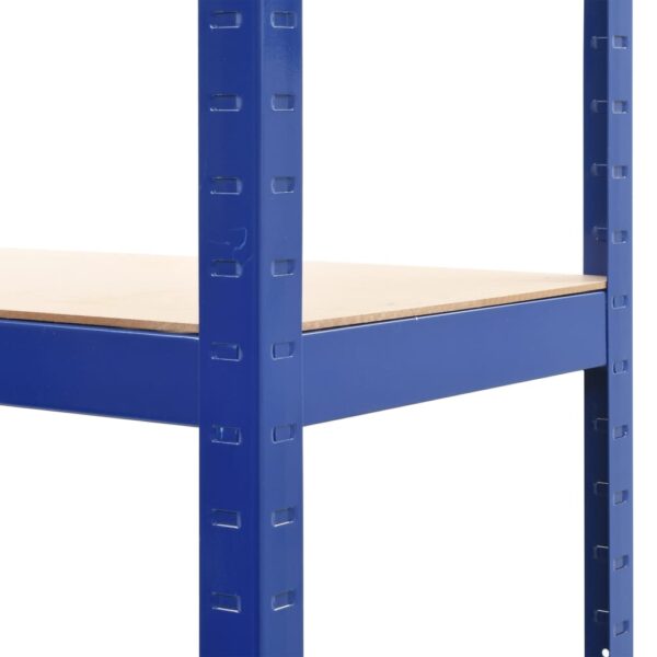 vidaXL 4-Layer Storage Shelf Blue Steel&Engineered Wood - Image 7