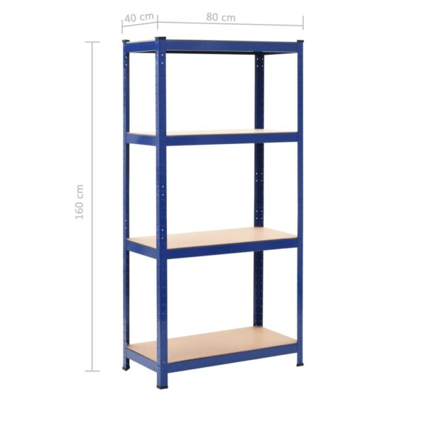 vidaXL 4-Layer Storage Shelf Blue Steel&Engineered Wood - Image 9