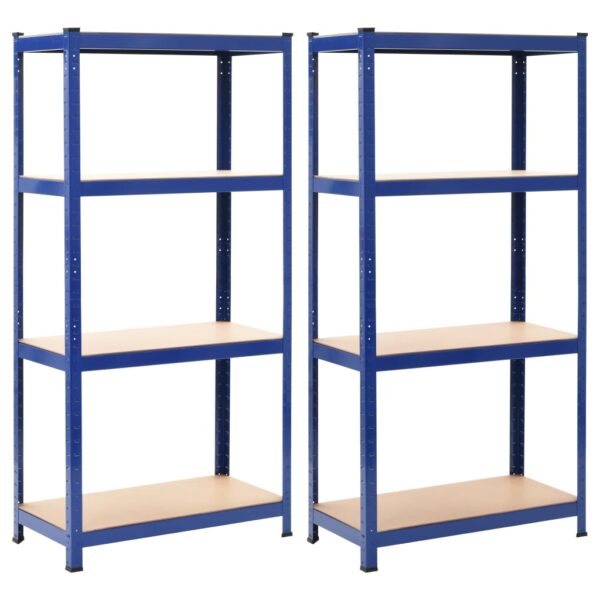 vidaXL Storage Shelves 2 pcs Blue 31.5"x15.7"x63" Steel and MDF