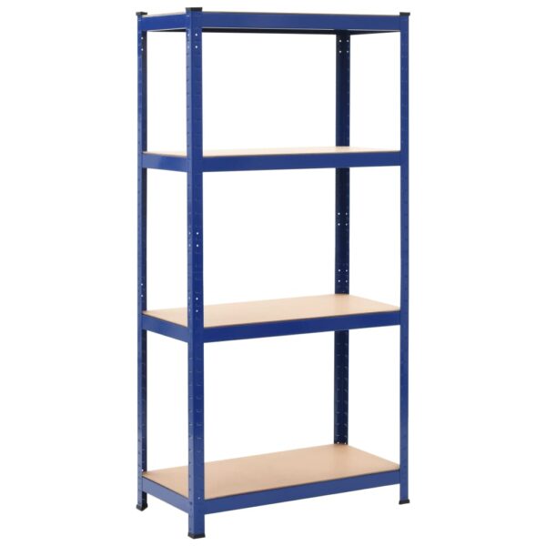 vidaXL Storage Shelves 2 pcs Blue 31.5"x15.7"x63" Steel and MDF - Image 2