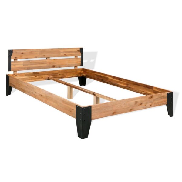 vidaXL Bed Frame 59.8"x79.9" Queen Solid Wood Acacia Steel