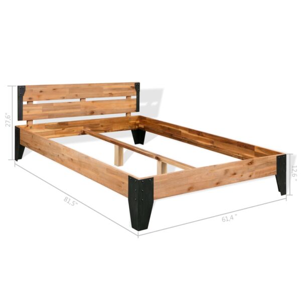 vidaXL Bed Frame 59.8"x79.9" Queen Solid Wood Acacia Steel - Image 6