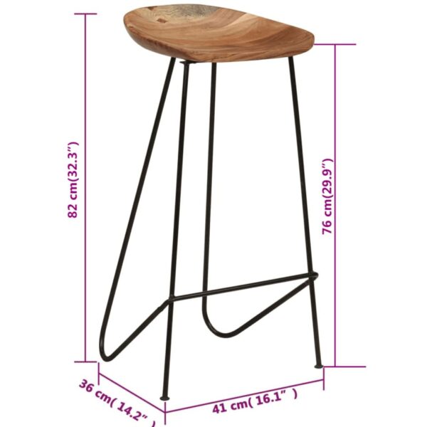 vidaXL Bar Stools 2 pcs Solid Acacia Wood - Image 9