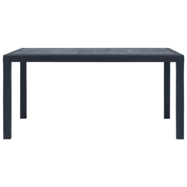 vidaXL Patio Table Anthracite 59"x35.4"x28.3" Plastic Rattan Look - Image 2