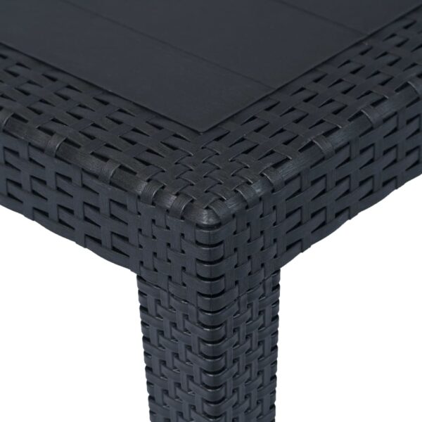 vidaXL Patio Table Anthracite 59"x35.4"x28.3" Plastic Rattan Look - Image 3