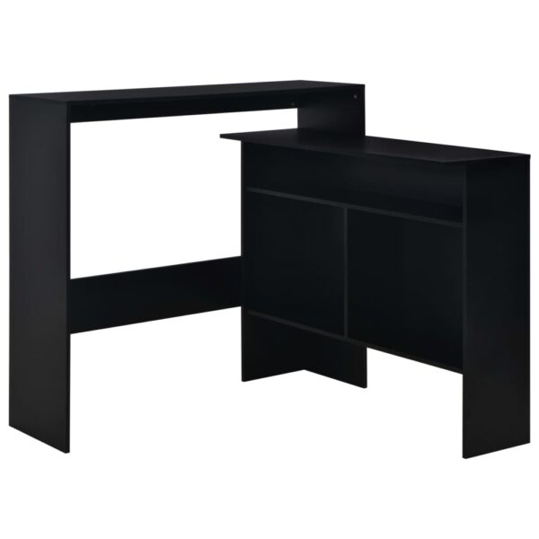 vidaXL Bar Table with 2 Table Tops Black 51.2"x15.7"x47.2" - Image 2