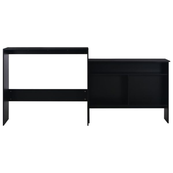 vidaXL Bar Table with 2 Table Tops Black 51.2"x15.7"x47.2" - Image 3