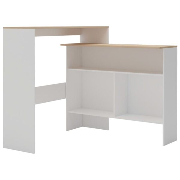 vidaXL Bar Table with 2 Table Tops White and Oak 51.2"x15.7"x47.2" - Image 2