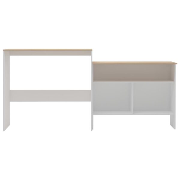 vidaXL Bar Table with 2 Table Tops White and Oak 51.2"x15.7"x47.2" - Image 3