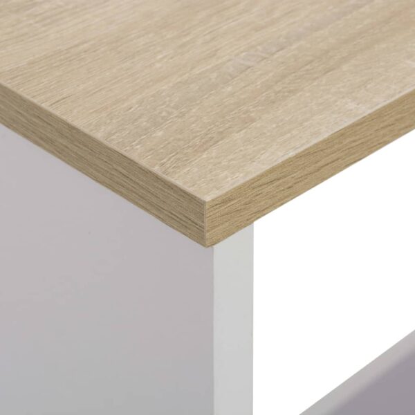 vidaXL Bar Table with 2 Table Tops White and Oak 51.2"x15.7"x47.2" - Image 9