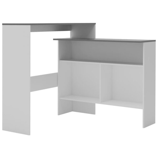 vidaXL Bar Table with 2 Table Tops White and Gray 51.2"x15.7"x47.2" - Image 2