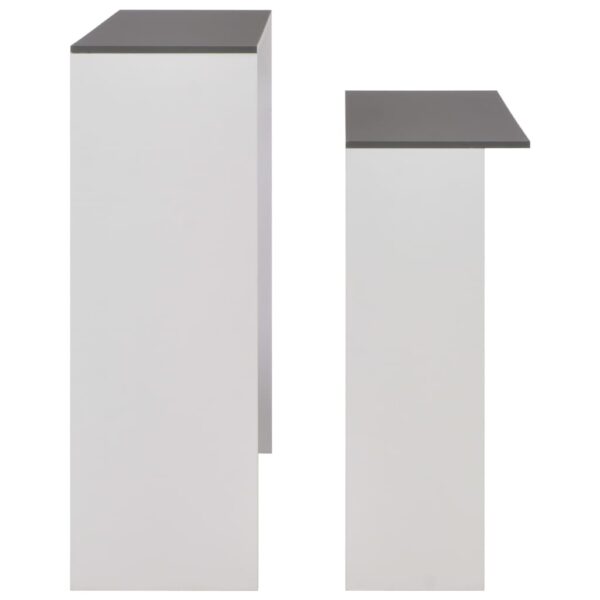 vidaXL Bar Table with 2 Table Tops White and Gray 51.2"x15.7"x47.2" - Image 6