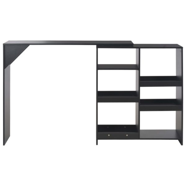 vidaXL Bar Table with Moveable Shelf Black 54.3"x15.4"x43.3" - Image 3