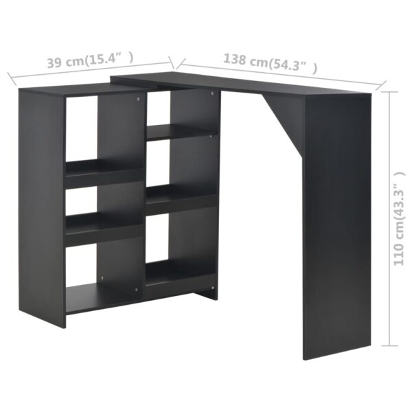 vidaXL Bar Table with Moveable Shelf Black 54.3"x15.4"x43.3" - Image 6