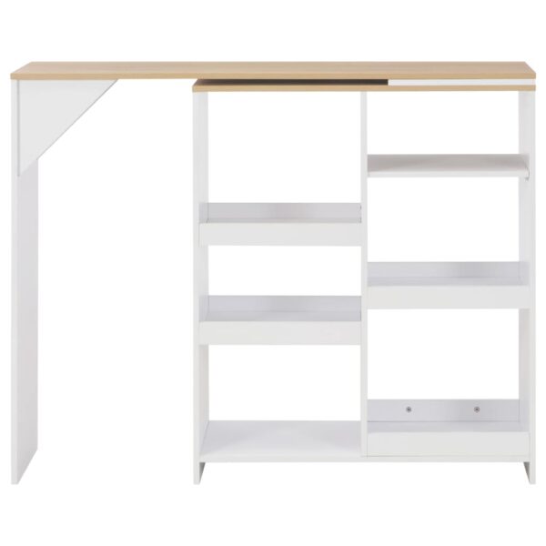 vidaXL Bar Table with Moveable Shelf White 54.3"x15.4"x43.3" - Image 2