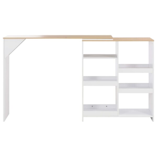 vidaXL Bar Table with Moveable Shelf White 54.3"x15.4"x43.3" - Image 3