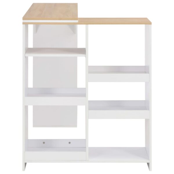 vidaXL Bar Table with Moveable Shelf White 54.3"x15.4"x43.3" - Image 4