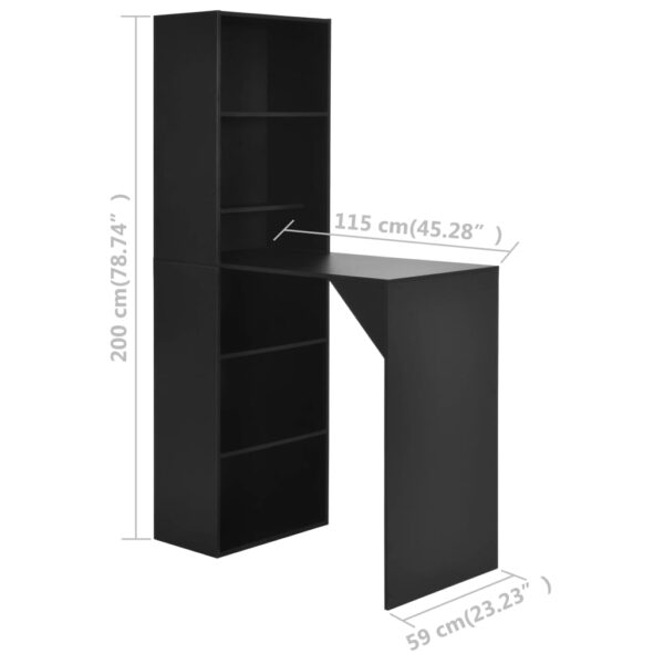 vidaXL Bar Table with Cabinet Black 45.3"x23.2"x78.7" - Image 6