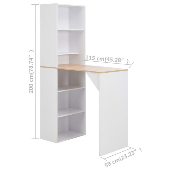 vidaXL Bar Table with Cabinet White 45.3"x23.2"x78.7" - Image 6