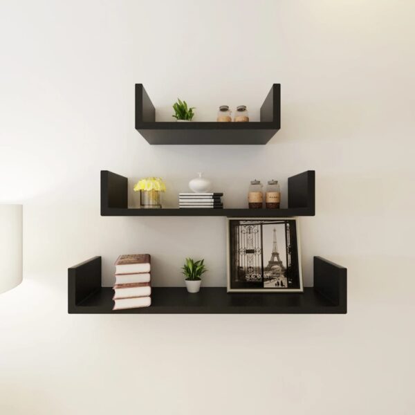 vidaXL Wall Shelves 6 pcs Black - Image 3