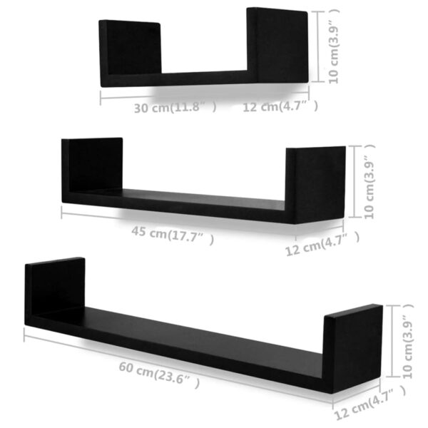 vidaXL Wall Shelves 6 pcs Black - Image 5