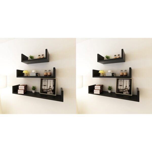 vidaXL Wall Shelves 6 pcs Black