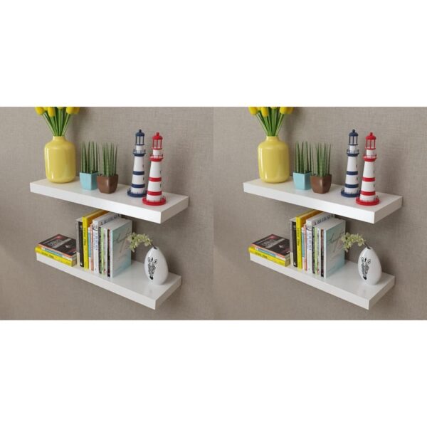 vidaXL Wall Shelves 4 pcs White 23.6"