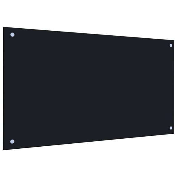 vidaXL Kitchen Backsplash Black 35.4"x19.7" Tempered Glass