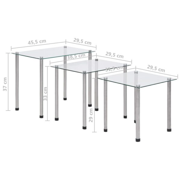 vidaXL Nesting Tables 3 pcs Transparent Tempered Glass - Image 10