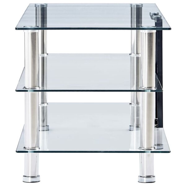 vidaXL TV Stand Transparent 59.1"x15.7"x15.7" Tempered Glass - Image 3