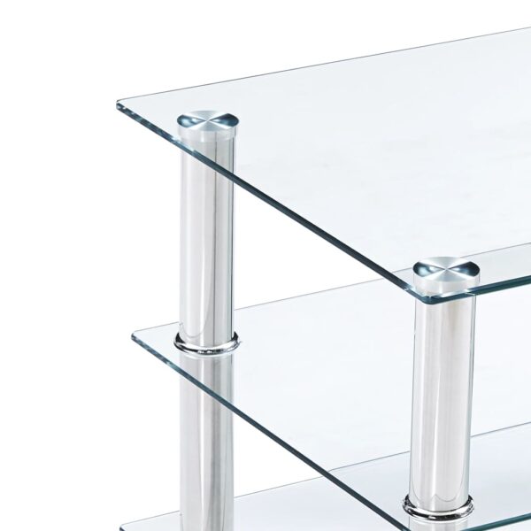 vidaXL TV Stand Transparent 59.1"x15.7"x15.7" Tempered Glass - Image 5