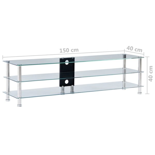 vidaXL TV Stand Transparent 59.1"x15.7"x15.7" Tempered Glass - Image 6