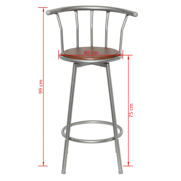 vidaXL Bar Stools 2 pcs Brown Steel - Image 5