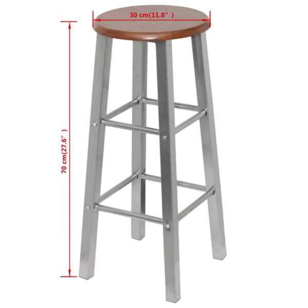 vidaXL Bar Stools 2 pcs Metal with MDF Seat - Image 4