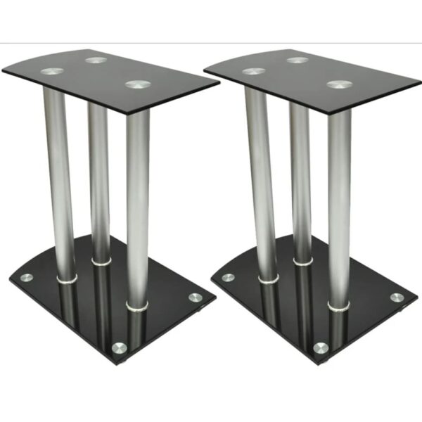 Aluminum Speaker Stands 2 pcs Black Glass - Image 5