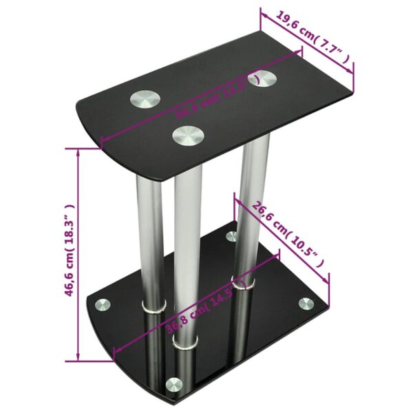 Aluminum Speaker Stands 2 pcs Black Glass - Image 6