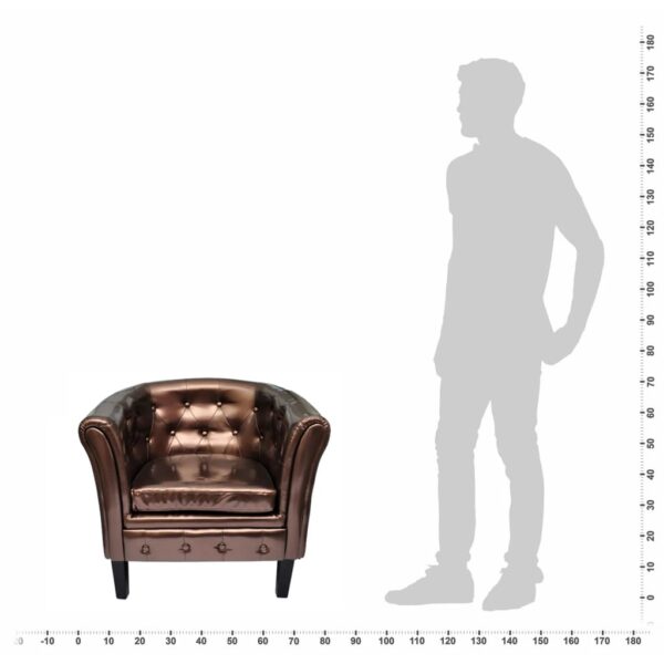 vidaXL Tub Chair Brown Faux Leather - Image 4