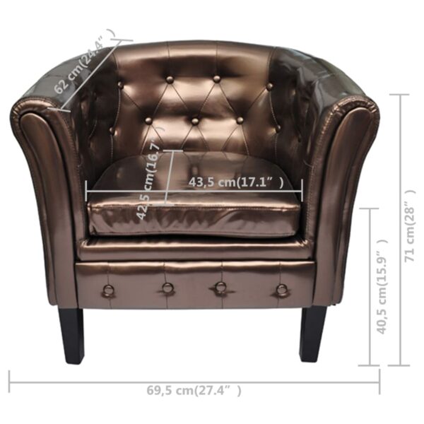 vidaXL Tub Chair Brown Faux Leather - Image 5