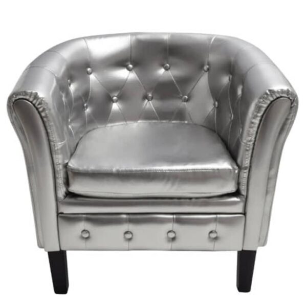 vidaXL Tub Chair Silver Faux Leather