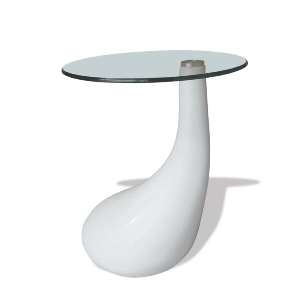 vidaXL Coffee Table with Round Glass Top High Gloss White - Image 2