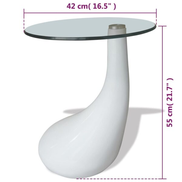 vidaXL Coffee Table with Round Glass Top High Gloss White - Image 6