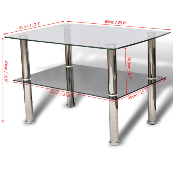 vidaXL Coffee Table Glass 2 Tiers - Image 5