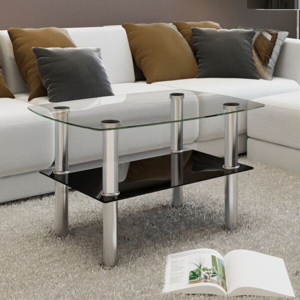 vidaXL Coffee Table Glass 2 Tiers