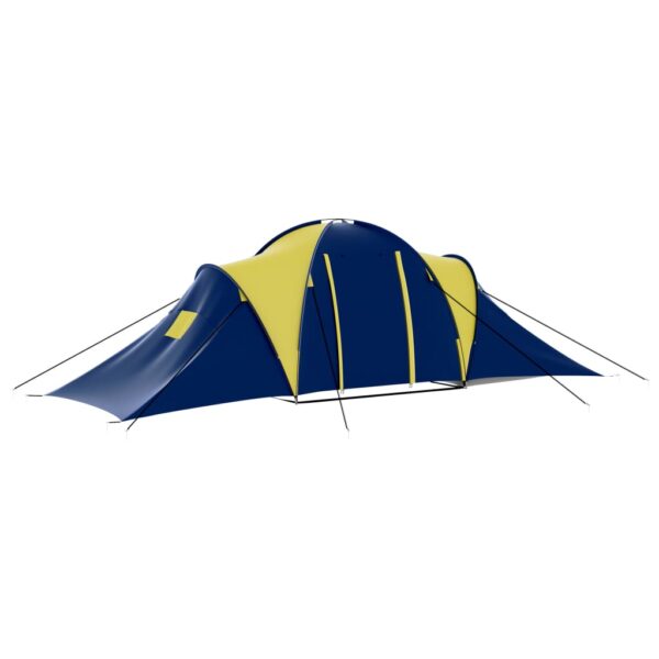 vidaXL Camping Tent Fabric 9 Persons Blue and Yellow - Image 3