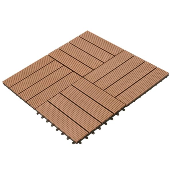 WPC Tiles 11.8"x11.8" 11 pcs 11 ftÂ² Brown - Image 2