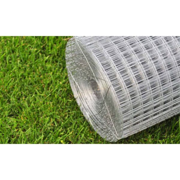 vidaXL Chicken Wire Fence Galvanized Steel 82'x3.3' Silver - Image 4